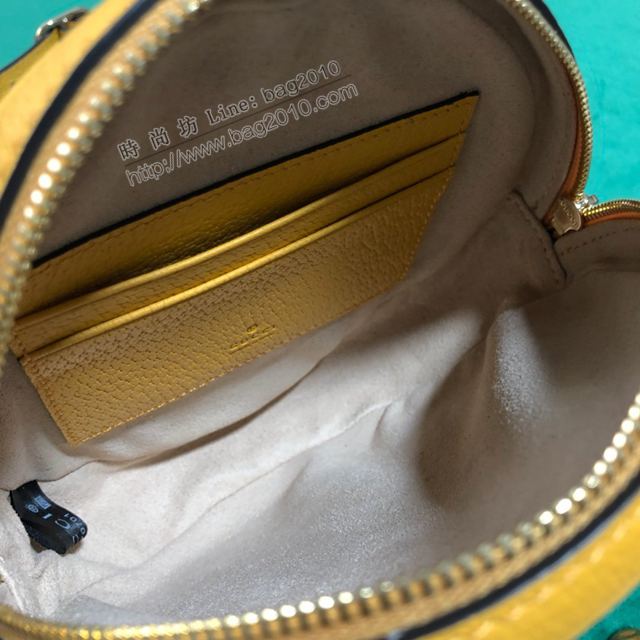 Gucci包 古馳女包 598661 花料/黃皮 Gucci新款圓形小背包 Gucci迷你雙肩包  gudj1396